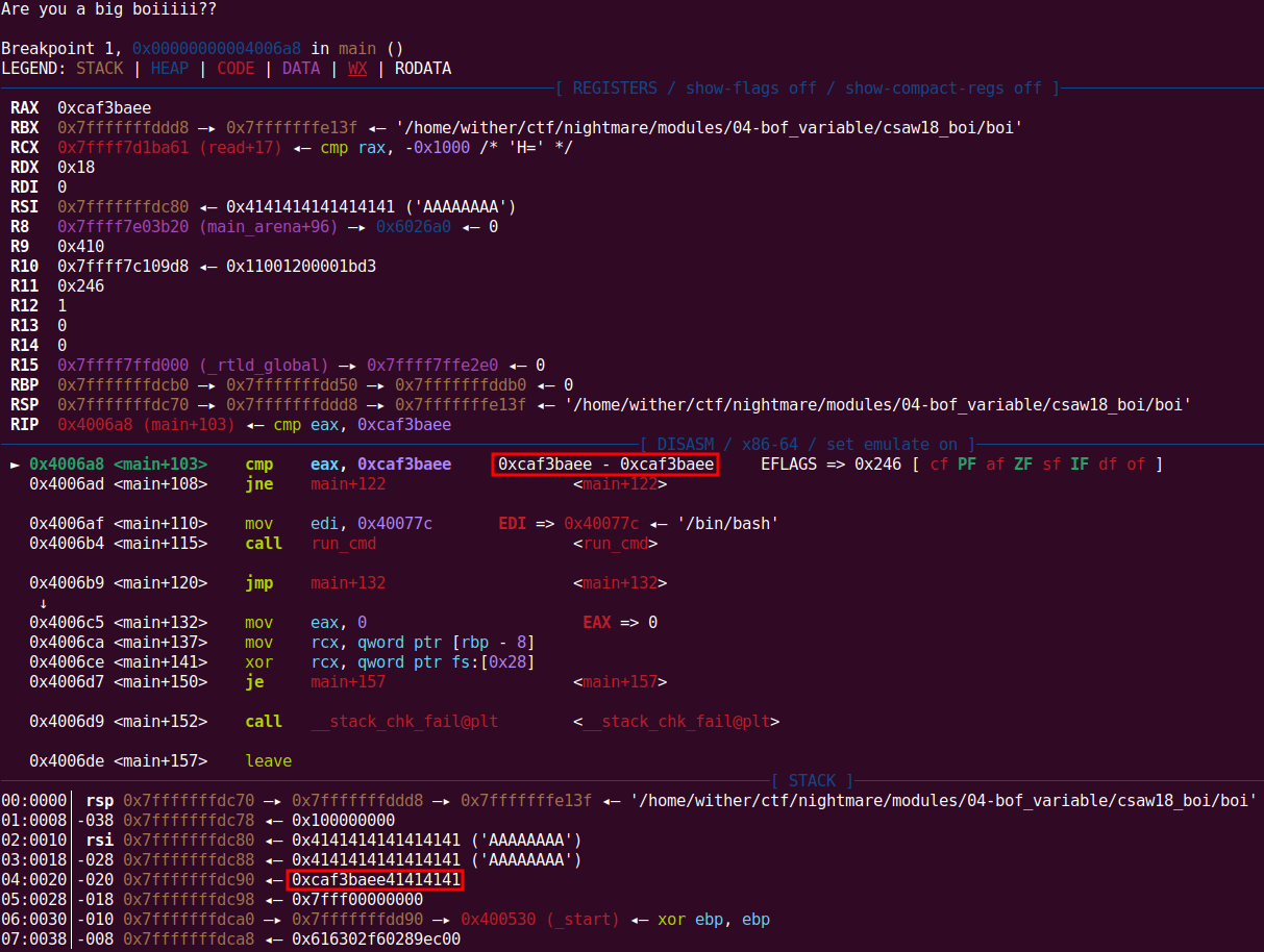 GDB breakpoint